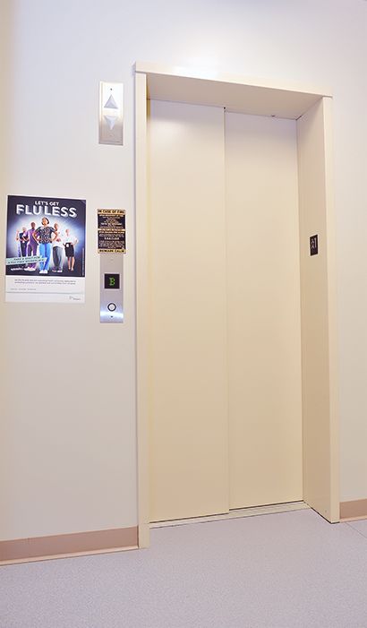 The elevator between the floors